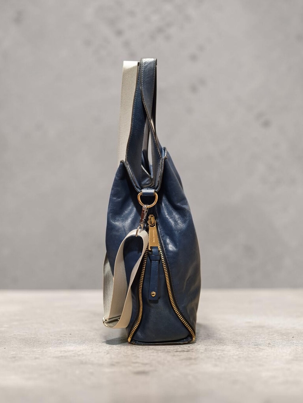Michael Michael Kors Blue Devon Leather Hobo Satchel - Picture 3 of 9